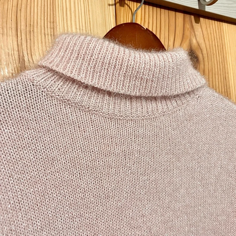 Kate Spade Sparkling Pink Metallic Turtleneck Sweater – Size Small - Picture 2 of 10